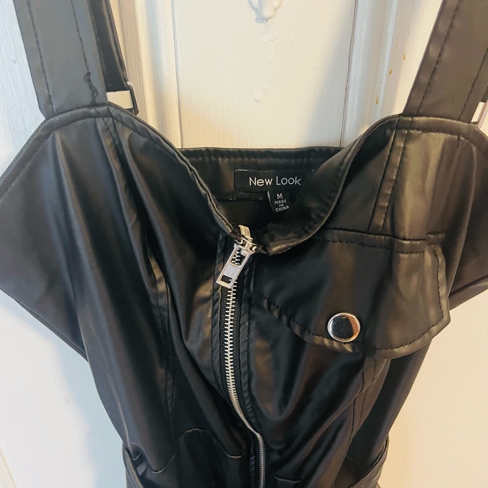 Leather black dress